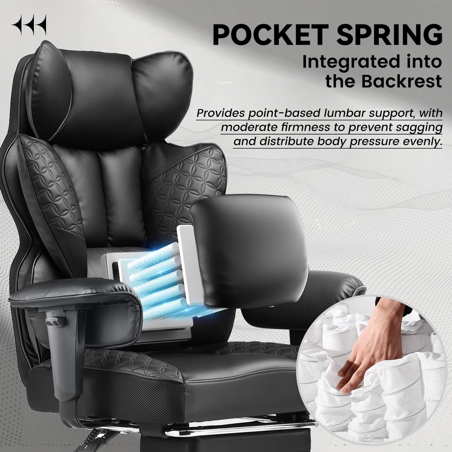 Gaming Stoel - Bureaustoel - Gamestoel - Ergonomische Bureaustoelen - Verstelbare Armleuningen & Pocket Spring Lendensteun – Wit - QUORE