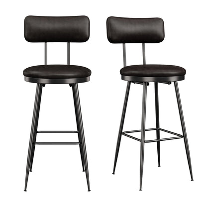 Barkrukken – Barstoelen – Hoge Stoelen – Keukenstoelen – Eetkamerstoelen – Zwart – PU Kunstleer – Stevig Metalen Frame – Set van 4