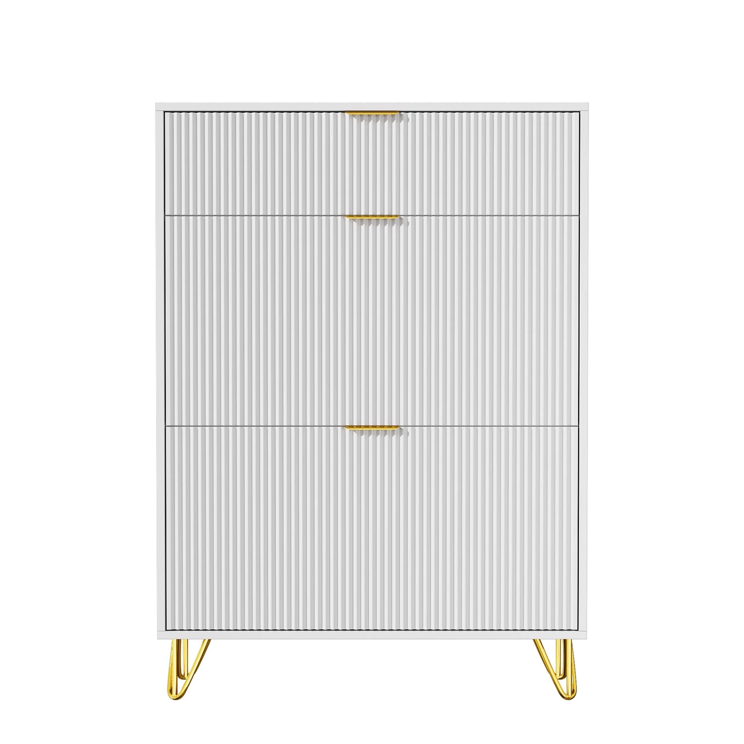 Shoes Furniture 80x24x118,5 cm, shoes shoe cabinet with Faction Drawers, anti-Tover, Metal Feeds, White