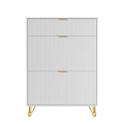 Shoes Furniture 80x24x118,5 cm, shoes shoe cabinet with Faction Drawers, anti-Tover, Metal Feeds, White