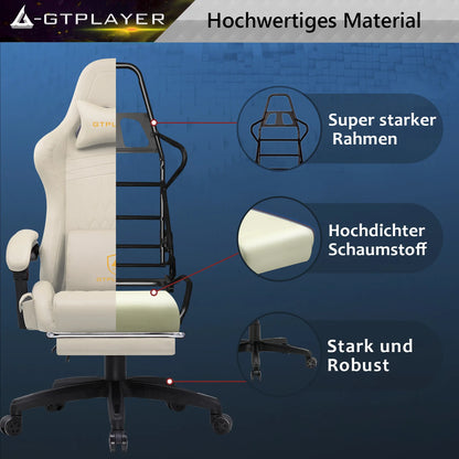 Gamingstoel – Bureaustoel – Gamestoel – Draaistoel – Bureaufauteuil – Rood – Ingebouwde Speakers – Verstelbare Voetsteun en Rugleuning - QUORE