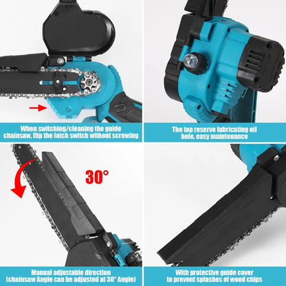 Mini Kettingzaag - Snoeizaag - Handzaag - Kettingzaag - 8 Inch - Draagbaar - Draadloos - 2000W - voor Tuin - Houtbewerking - 2 Accu’s