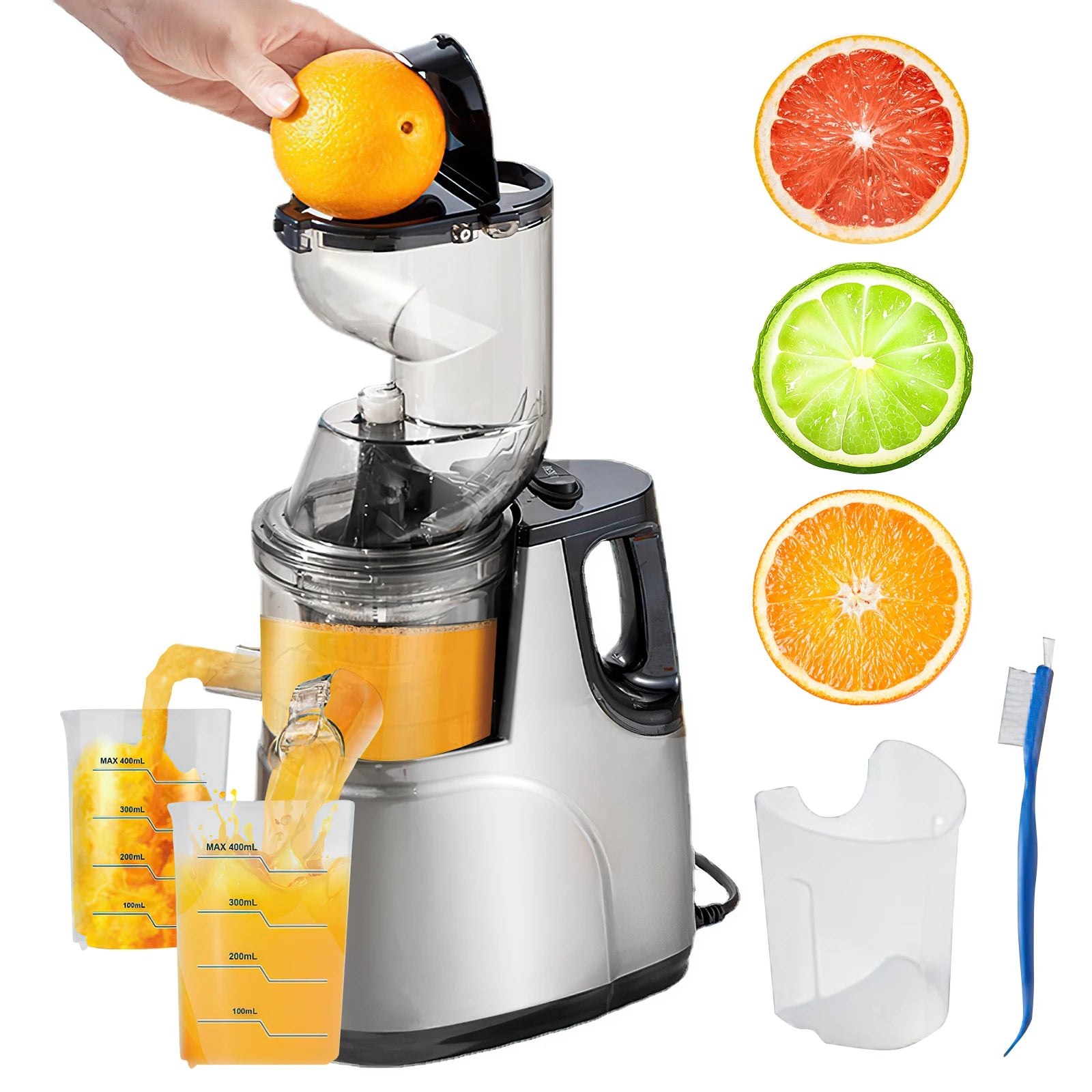 Slowjuicer - Sapcentrifuge - Cold Press Juicer - 800W - 12000RPM - Grote Vulopening - 50 dB - Masticating Juicer - Voor Groenten en Fruit - QUORE