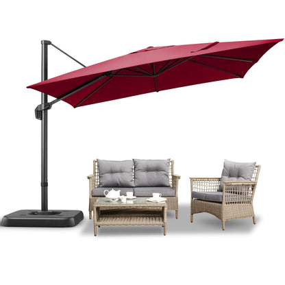 Parasol - Zweefparasol - Vrijdragende Parasol – Grote Parasol – Tuinparasol – Draaibare Parasol – 3X3 Meter – UV-Bestendig – Waterafstotend - Wijnrood