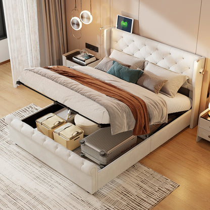 Boxspringbed – Boxspring – Tweepersoonsbed – Bed – Opbergbed – 160x200 cm – Hydraulische Opbergruimte – Velvet Gestoffeerd