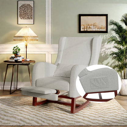 Schommelstoel – Relaxstoel – Loungestoel – Schommelfauteuil – Draaifauteuil – Lichtgrijs – Verstelbare Voetsteun – Zacht Velvet
