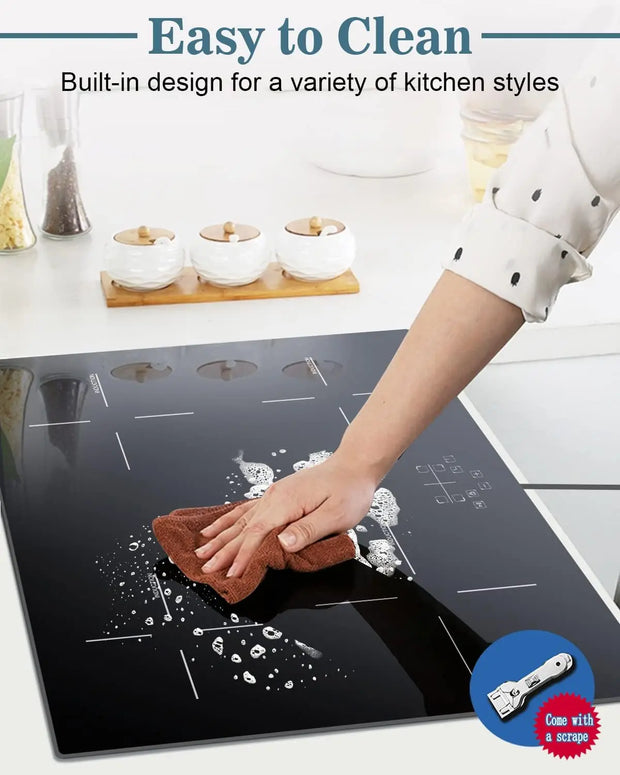 Inductie kookplaat - Induction Hob - Induction Cook Top - Inductie Fornuis - Elektrische Brander - 4-pits inductiekookplaat - Ingebouwde inductiekookplaat - met aanraakbediening - timer - veiligheidsslot - Zwart