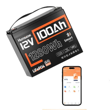 LiFePO4 Accu – Lithium Batterij – Lithium Accu – Solar Accu – Camper Accu – 12V 100Ah – Bluetooth Monitor – 15.000 Cyclus Levensduur