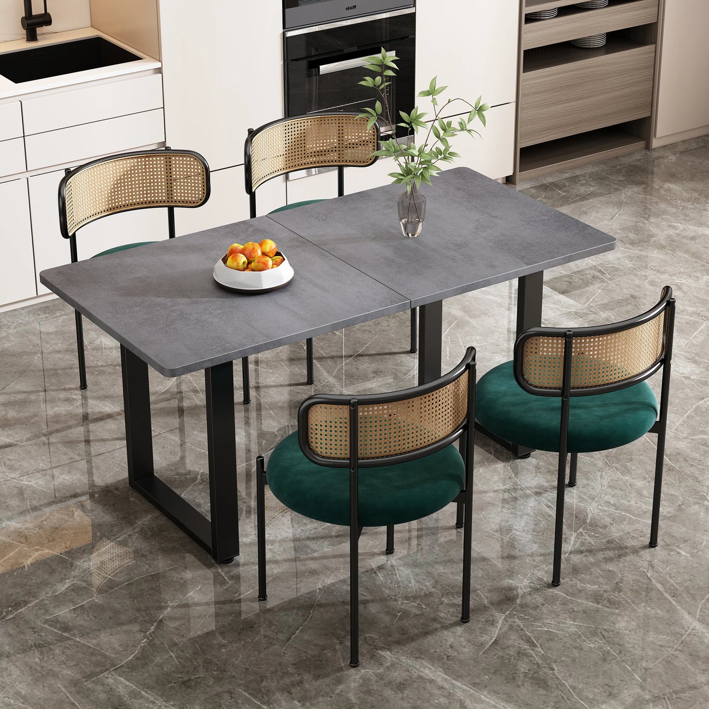 Eetkamerstoelen – Stoelen – Kuipstoelen – Dining Stoelen – Set van 4 - Velours Bekleding – Ergonomische Rugleuning - Groen - QUORE