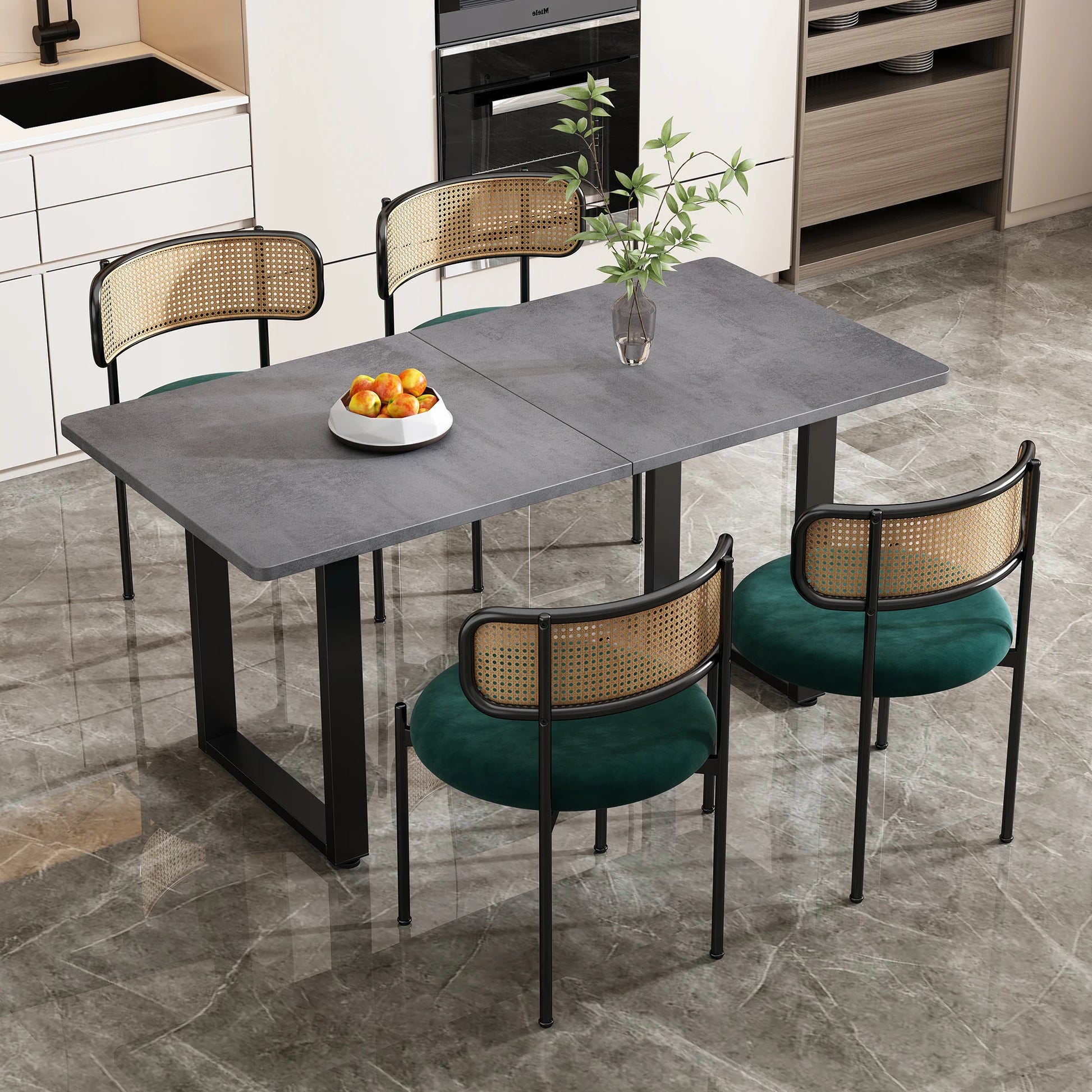 Eetkamerstoelen – Stoelen – Kuipstoelen – Dining Stoelen – Set van 4 - Velours Bekleding – Ergonomische Rugleuning - Groen - QUORE