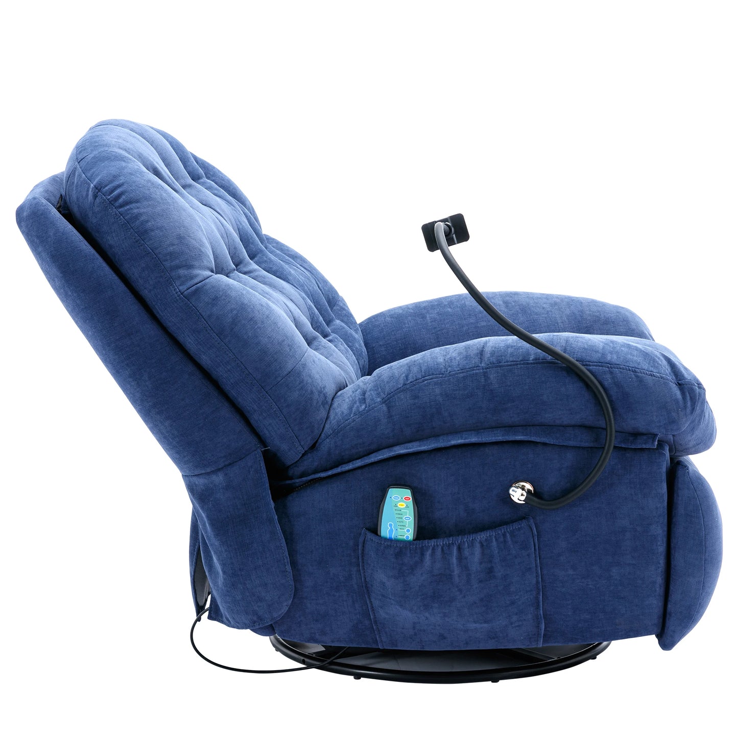 Draaifauteuil – Massagefauteuil – Relaxstoel – Comfortstoel – 360 Graden Draaibaar – Massage Op Rug En Benen – Warmtefunctie - Blauw