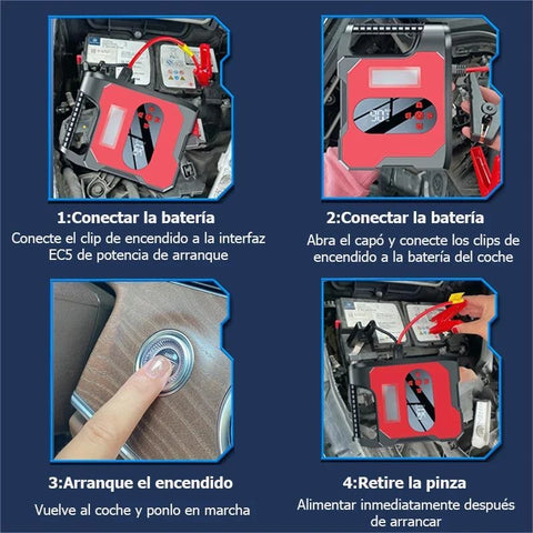 Jumpstarter - Jumpstarter voor Auto - 12V - 6000A - Startapparaat voor Auto - Jumpstarter met Powerbank - Standaard Jumpstarter - Zwart
