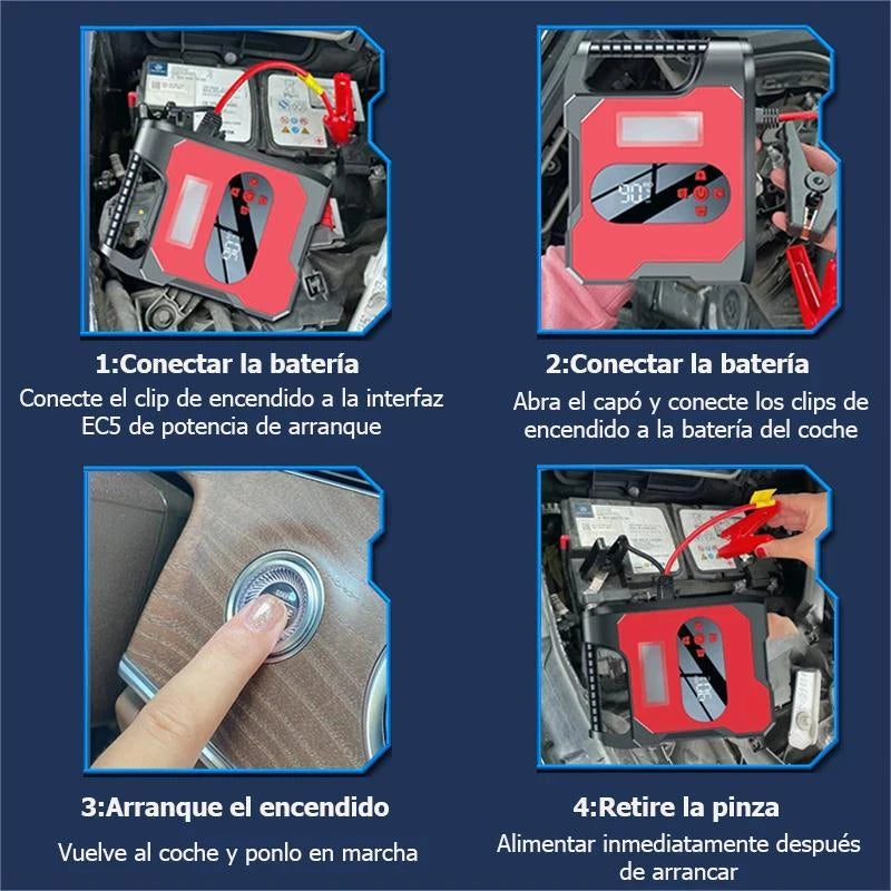Jumpstarter - Jumpstarter for Car - 12V - 6000A - Starting Device for Car - Jumpstarter with Powerbank - Standard Jumpstarter - Black