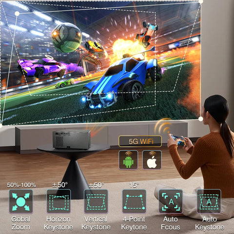 Everycom - RD829 - Beamer - Projector Beamer - Mini Meamer - 1920x1080dpi - Automatische focus - 5G - met WiFi - 12000lumens