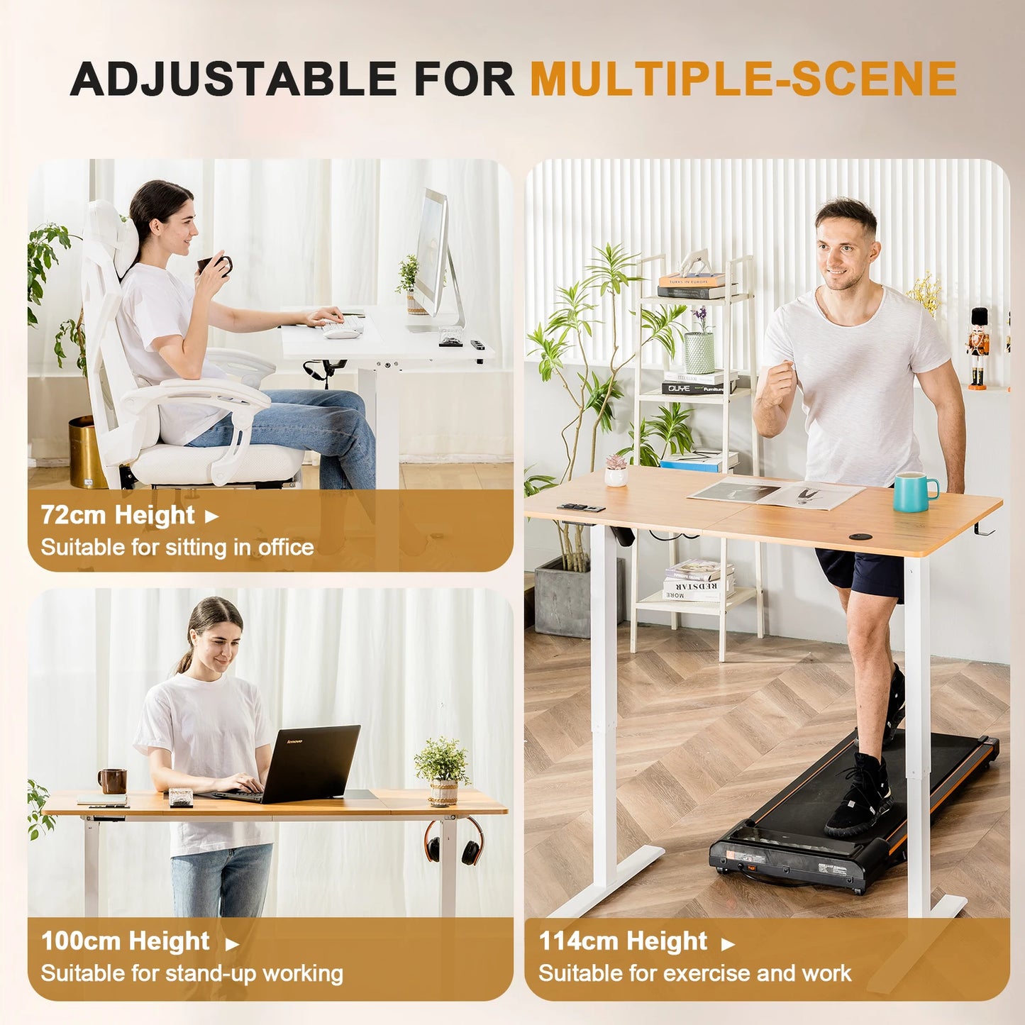 Bureautafel Verstelbaar – Zit-Sta Bureau – Elektrisch Bureau – Computertafel – Werkblad 140x60/160x70 cm – Ingebouwde USB-poort & Hoofdtelefoonhaak - QUORE