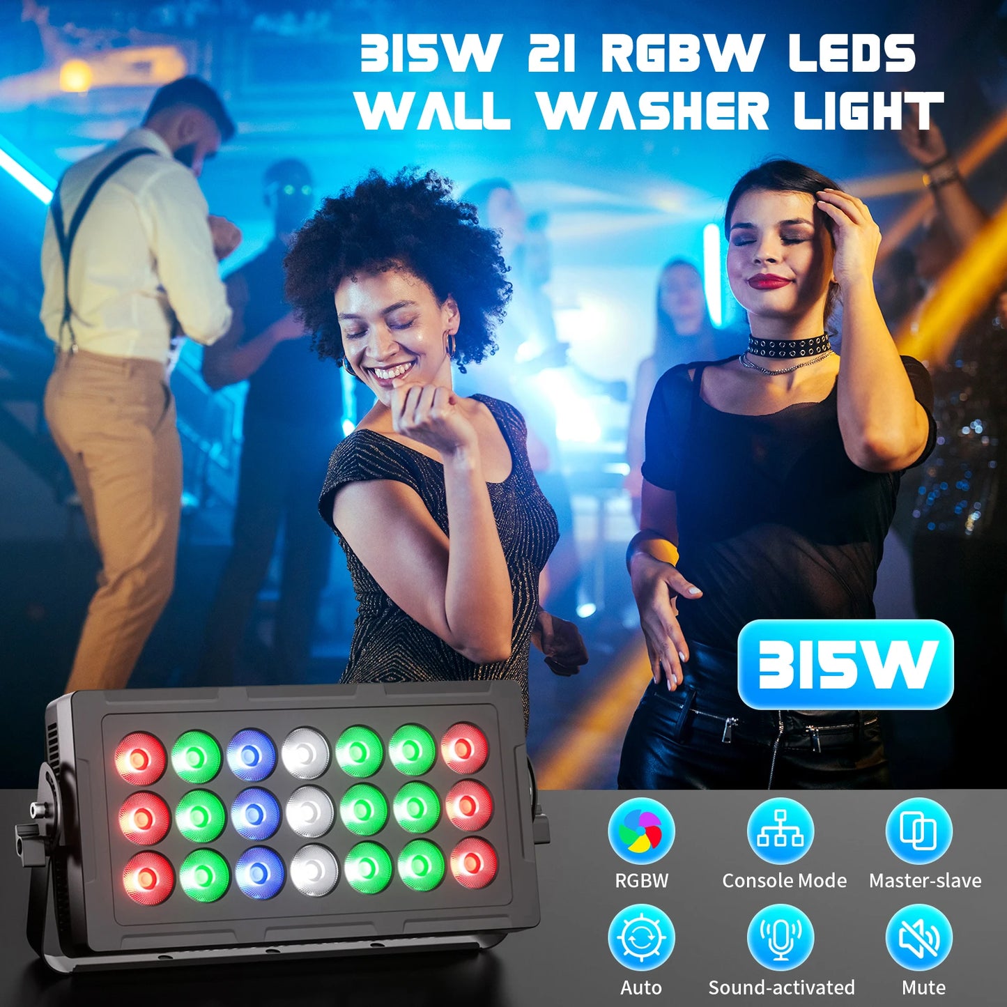 LED Wall Washer – RGBW LED Lamp – Uplight – Stagedecoratie – Feestverlichting – 2 Stuks – 315W Vermogen – DMX512 Stuurbaar