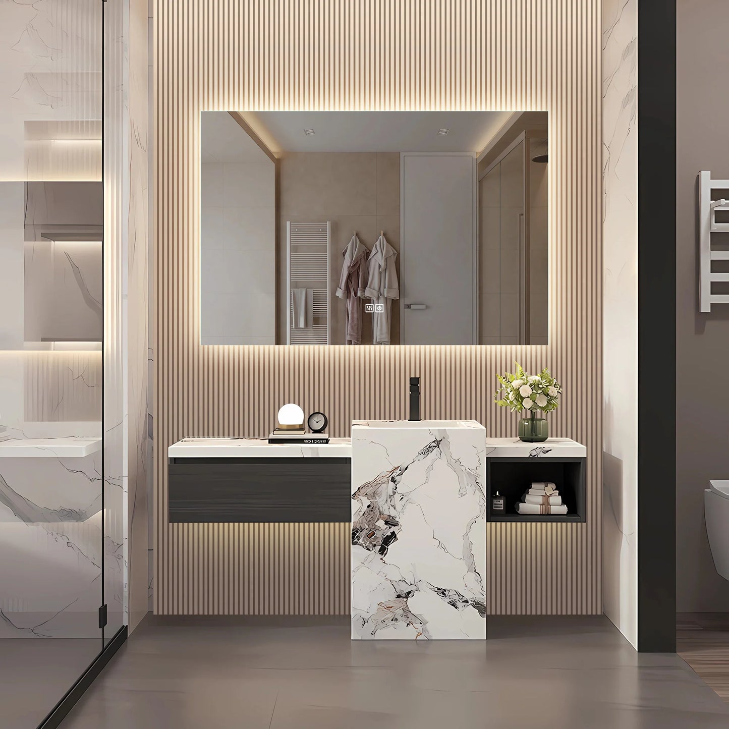 Led-Badkamerspiegel – Spiegel – Badkamer Spiegel – Verlichte Spiegel – Anti-Condensfunctie – Instelbare Led-Verlichting – Frameloos Ontwerp