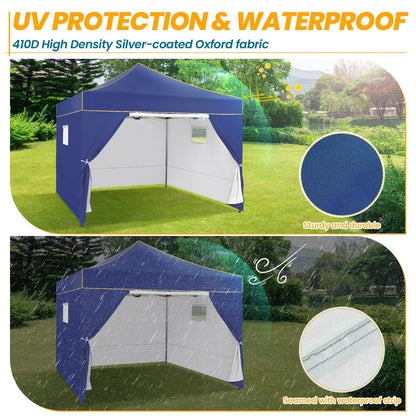 Partytent – Schaduwdoek – Vouwtent – Waterdicht Frame – UPF 50+ Zonbescherming - 3x3 m - Marineblauw