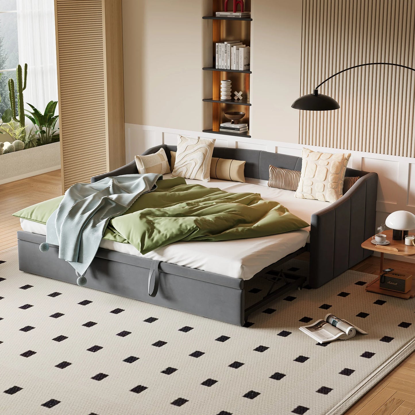 Rosahqnda Folding Sofa 90/180x200cm Multifunctional Two-in-One Sofa Bed Single/Double Upholstered bed Velvet Guest bed