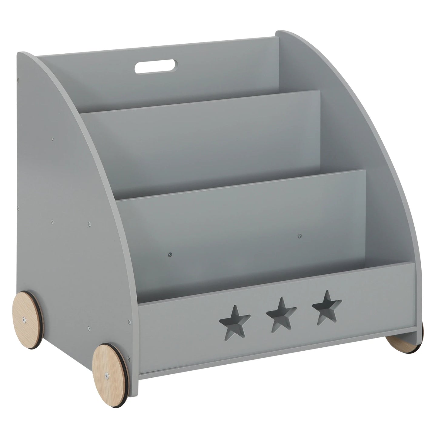 Kinderboekenkast - Boekenkast - Kinderkast - Boekenrek - met Wielen - Opbergkast met 3 Planken – Multifunctionele Organizer voor Kinderkamers - Wit