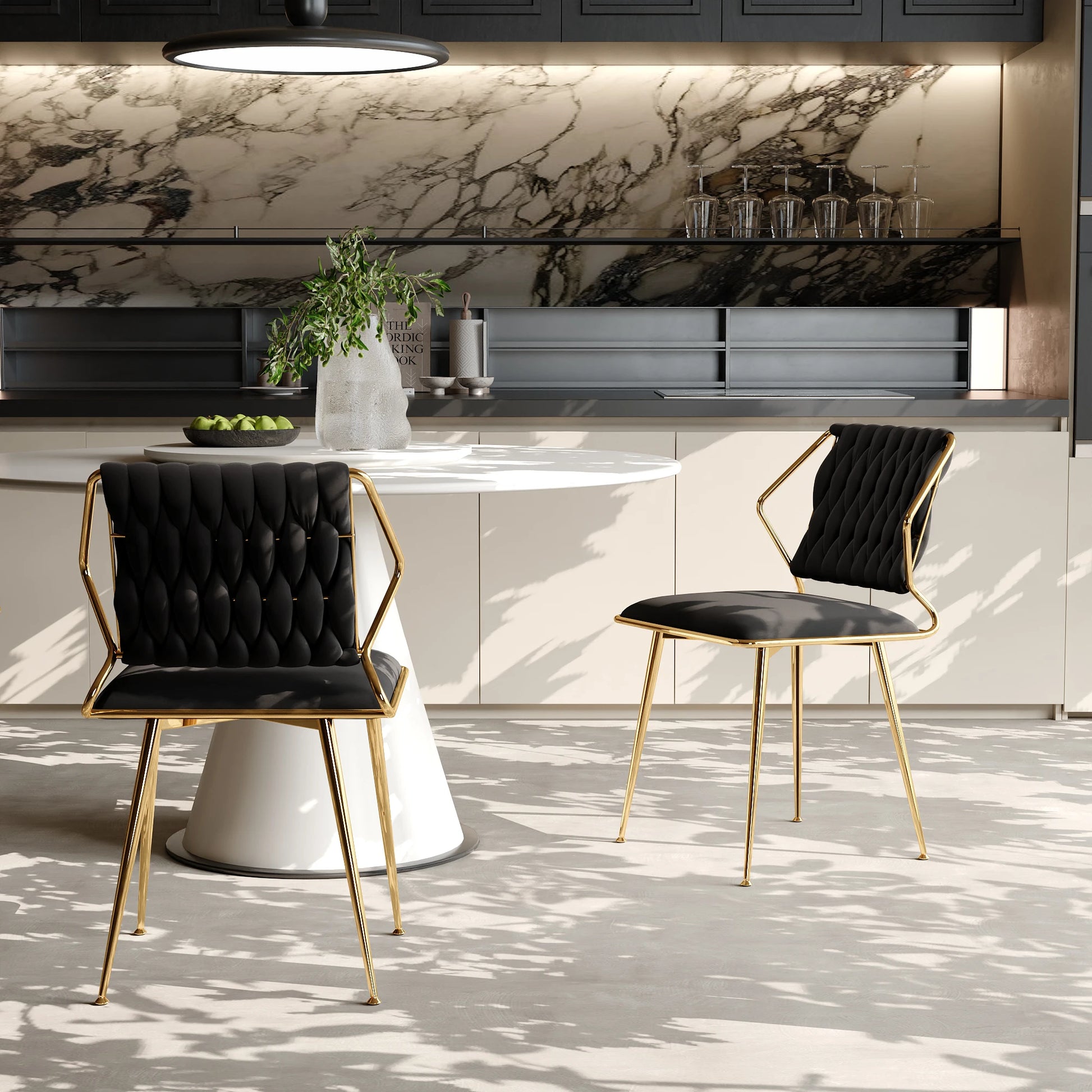 Eetkamerstoelen – Stoelen – Velvet Stoelen – Metalen Stoelen – Comfortabel – Stevig – Set Van 2 - QUORE