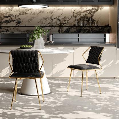 Eetkamerstoelen – Stoelen – Velvet Stoelen – Metalen Stoelen – Comfortabel – Stevig – Set Van 2 - QUORE
