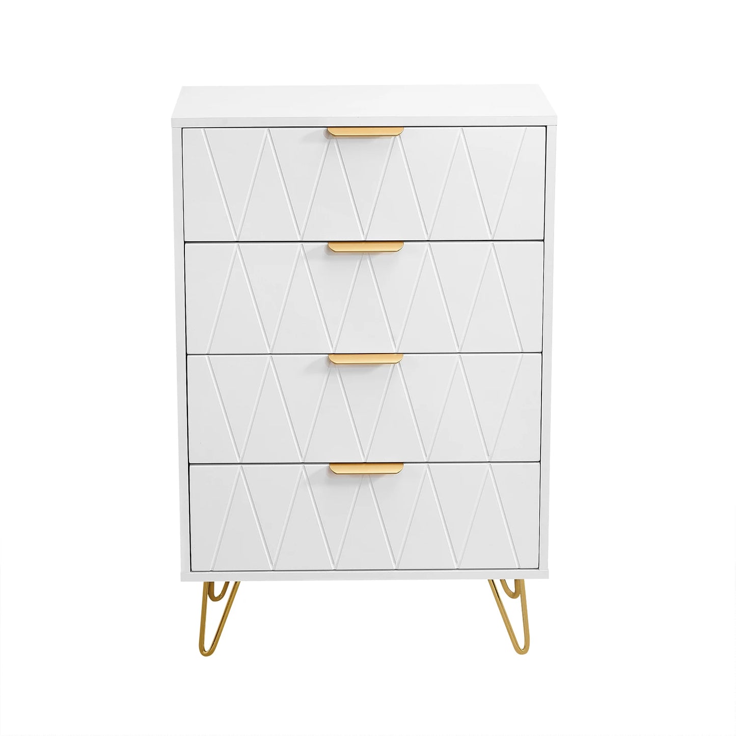 Ladekast – Ladekastje – Dressoir – Opbergkast – Kast Met 6 Lades – Wit Met Gouden Accenten – Anti-Kantelbeveiliging – Hout En Metaal