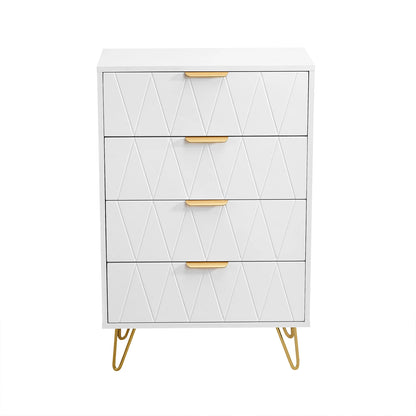 Ladekast – Ladekastje – Dressoir – Opbergkast – Kast Met 6 Lades – Wit Met Gouden Accenten – Anti-Kantelbeveiliging – Hout En Metaal