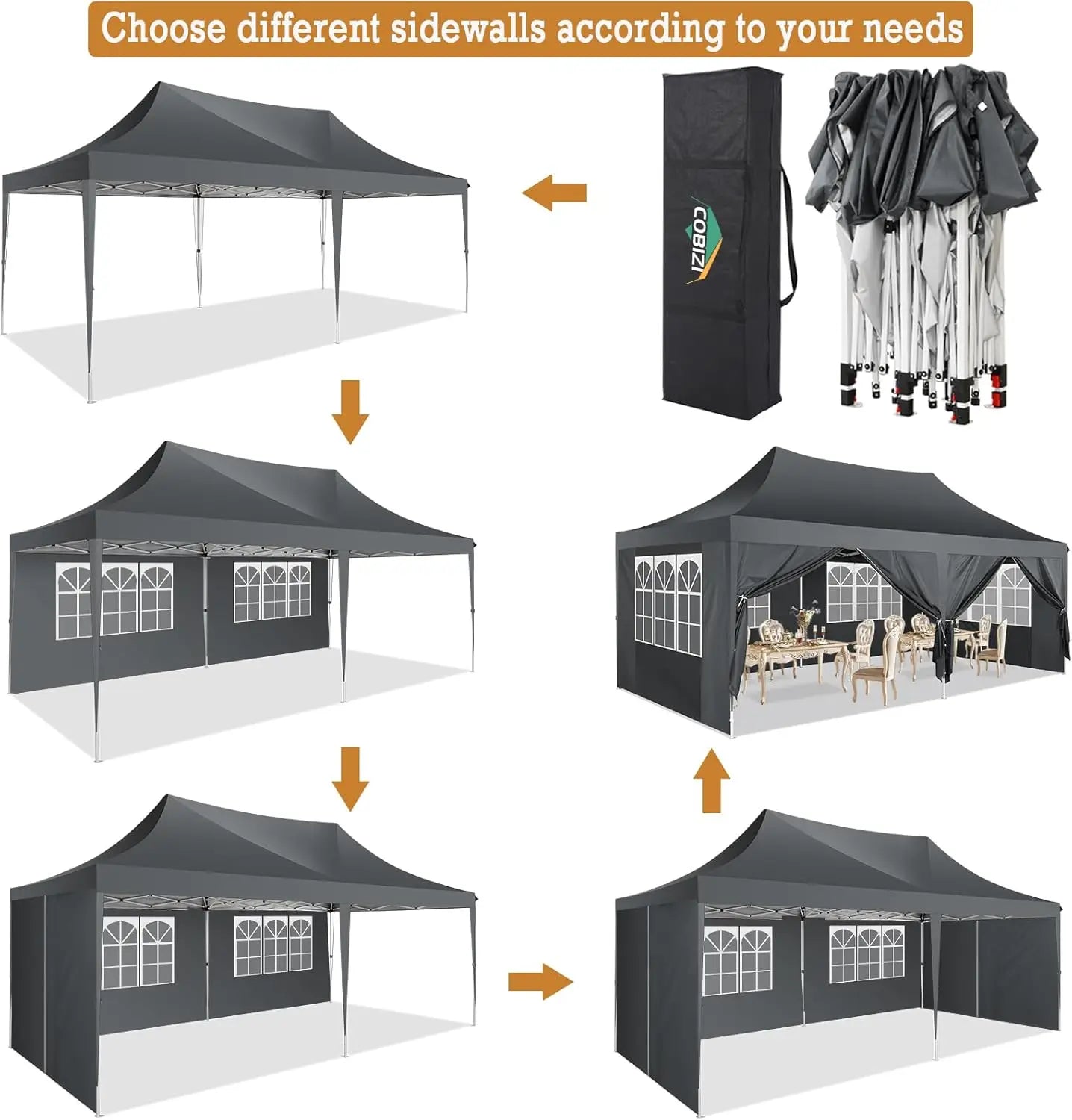 Partytent – Inklapbare Tent – Buitentent – Feesttent – Bruilofttent – Waterdicht Oxford Materiaal – Stevig Stalen Frame - Blauw