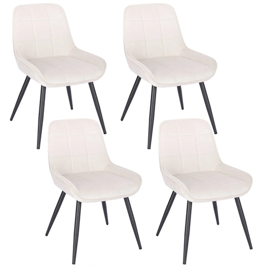 Eetkamerstoelen - Set van 4 - Ergonomische Fluwelen Keukenstoelen - Scandinavische Stijl - Crèmewit - 52 x 51 x 81,5 cm 1