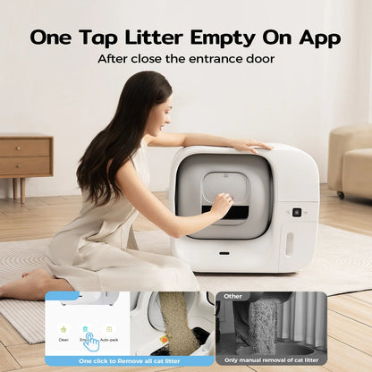 Automatische Kattenbak – Zelfreinigende Kattenbak – Slimme Kattenbak – App Bediening – 60 Liter Inhoud – Geurverwijdering – Fluisterstil