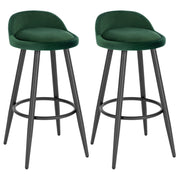 Barkruk - Bar stoel - Bar stoelen set 2 - Cafékruk Barmeubilair - Bar gereedschap cocktails - Fluwelen barkrukken - 120 kg - Donkergroen fluweel