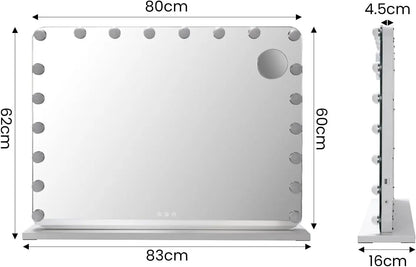 Make up Spiegel - Spiegel - Hollywood Spiegel - Badkamerspiegel - Spiegel met LED Verlichting - Smart Spiegel -  58x46cm – Dimbaar met USB & Touch