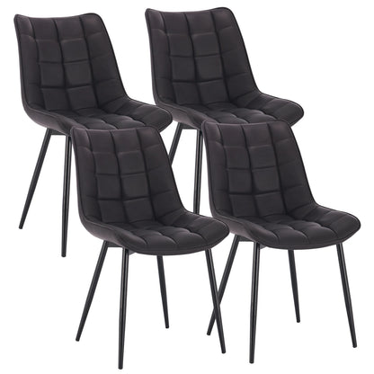 Eetkamerstoelen – Bureaustoelen – Makeup Stoelen – Stoelen Set 4 – Ergonomisch Design – Metalen Poten - Leer Antraciet - QUORE