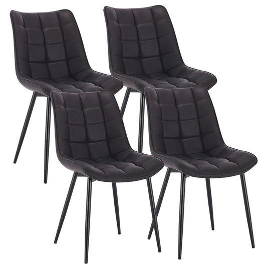 Eetkamerstoelen – Bureaustoelen – Makeup Stoelen – Stoelen Set 4 – Ergonomisch Design – Metalen Poten - Leer Antraciet - QUORE