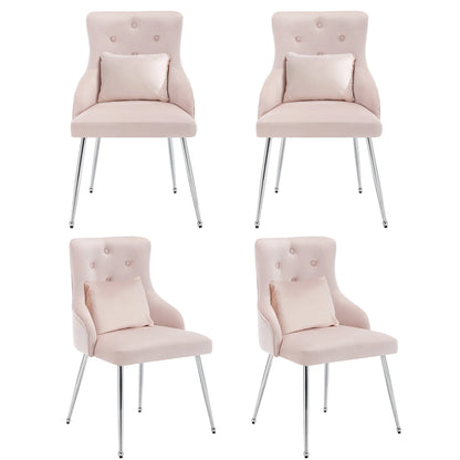 Eetkamerstoel – Zachte Stoel – Fluwelen Stoel – Velvet Stoel – Metalen Pootjes – Ergonomische Lendensteun – Verstelbare Voetjes - 6 Stuks