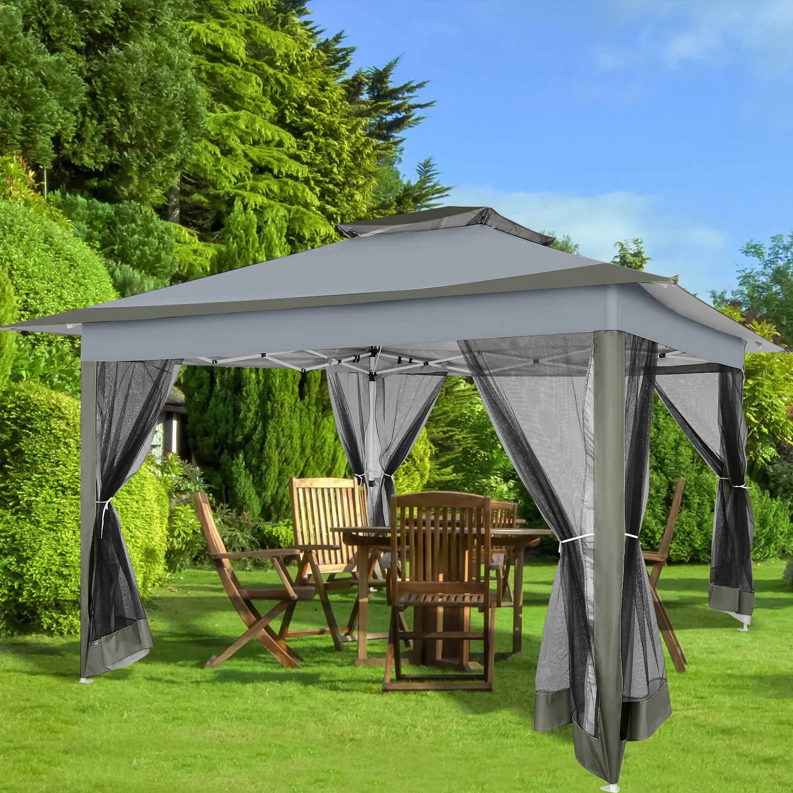 Pop-Up Tuinpaviljoen – Tuin Overkapping – Buiten Tent – Schaduwdoek – UV-Bescherming – Waterafstotend – 3x3 Meter - QUORE
