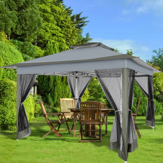 Pop-Up Tuinpaviljoen – Tuin Overkapping – Buiten Tent – Schaduwdoek – UV-Bescherming – Waterafstotend – 3x3 Meter - QUORE