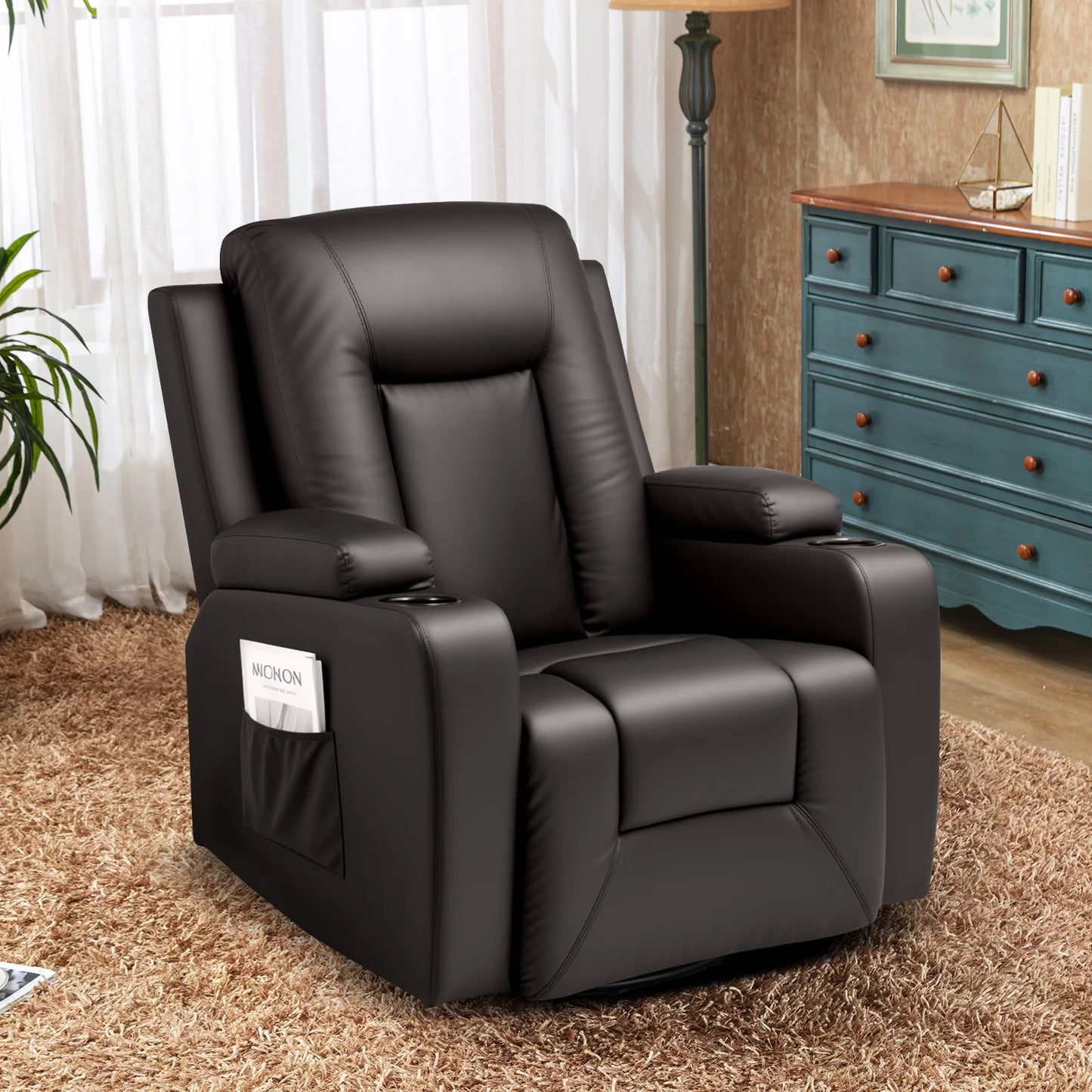 Relaxfauteuil – Relaxstoel – Draaifauteuil – Tv-stoel – Fauteuil – 360° Draaibaar – Verstelbare Rugleuning Tot 160° – Bruin PU-Leder