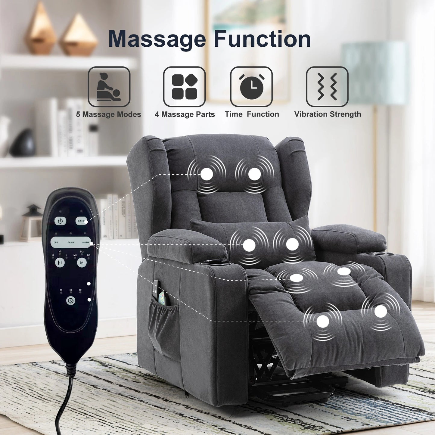 Relaxfauteuil Set – Relaxstoel – Relaxzetel – Fauteuil Verstelbaar – Loungefauteuil – Ergonomisch Met Luchtkussen – Brandveilige Kunstkerstboom Met Metalen Voet