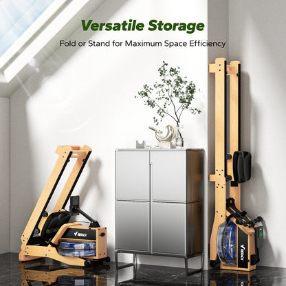 Waterroeimachine – Roeitrainer – Fitnessapparaat – Indoor Rower – Home Gym – Massief Hout – Realistisch Waterweerstandsystem