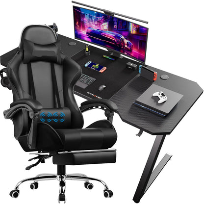 Gaming Bureau – Game Bureau – Gaming Desk – Computer Tafel – Hoekbureau – Ergonomisch Design – Carbon Fiber Frame