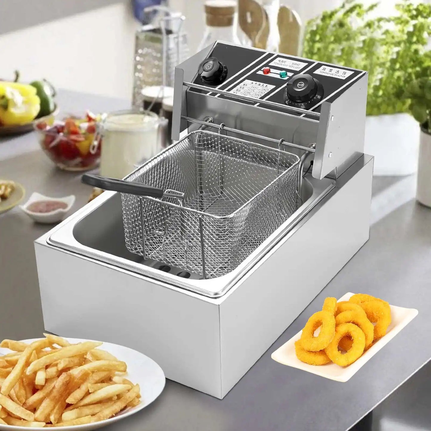 Elektrische Frituurpan - 6L – Frituurpan - 2500W – Roestvrij Staal – 50-200°C Temperatuurregeling – Voor Horeca - en Thuisgebruik - Eenvoudig Schoon te Maken