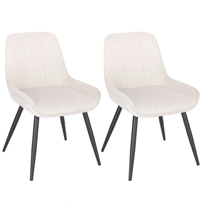 Eetkamerstoel – Stoel – Kuipstoel – Esszimmerstuhl – Dining Chair – Scandinavisch Design – Fluwelen Bekleding Crèmewit – Ergonomisch Comfort – Stevig Metalen Frame