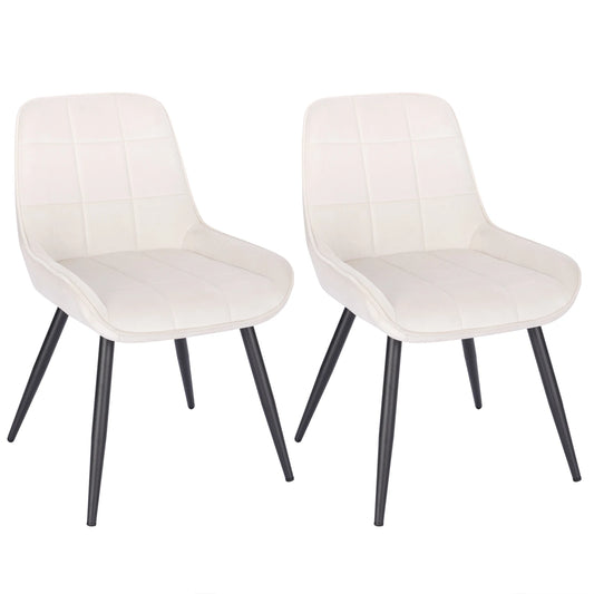 Eetkamerstoel – Stoel – Kuipstoel – Esszimmerstuhl – Dining Chair – Scandinavisch Design – Fluwelen Bekleding Crèmewit – Ergonomisch Comfort – Stevig Metalen Frame