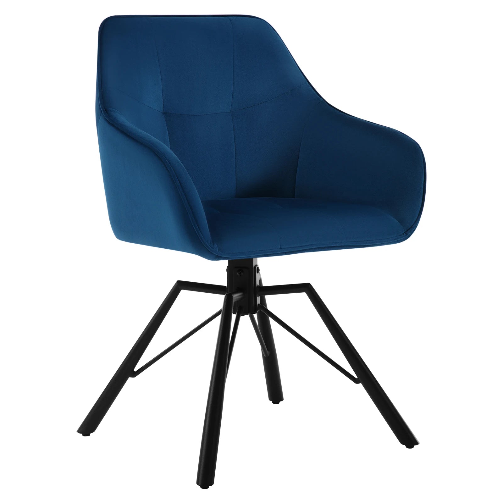 Draaibare Eetkamerstoel – Set van 2 - Eetkamerstoel – Stoel – Draaistoel – Comfortabel – Velvet Bekleding – 360° Draaibare Zitting - Fluweel - Blauw - QUORE