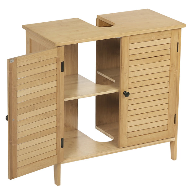 Badkamermeubel - Badkamerkast - Wastafelonderkasten - Wastafelmeubel - 60x30x60cm - 2 Deuren - Bamboe Badkamerkast - nder Wastafel Opbergkast Organizer - voor Woonkamer Slaapkamer