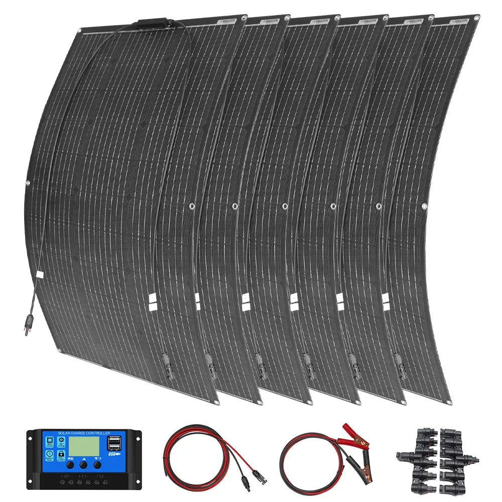 Zonnepaneel - Zonnepanelen - Monokristallijne Solar Kit - Flexibel - ETFE - Buigzaam - Waterdicht - Lichtgewicht - 600W - 6 Stuks - voor Boot - Camper - Caravan - RV of Tuin