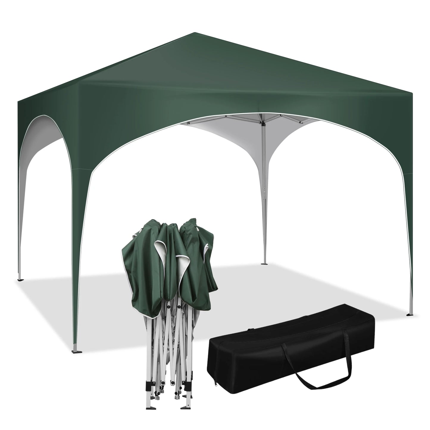 Party Tent - Opvouwbare - Tuinpaviljoen - Waterproof - Kap 3x3m - Pop-Up - met Halfronde Dak - voor Buitenmarkt - Groen