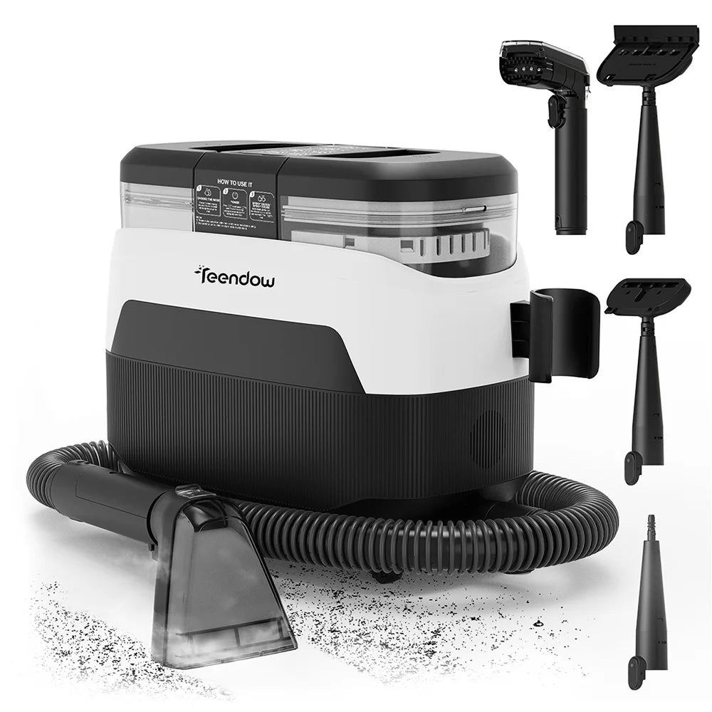 Teendow C6 MAX 3-In-1 Upholstery and Carpet Cleaner, 1650W Steam, 12000Pa Suction, Dual Tanks, Pet-Friendly, Multiple Nozzles